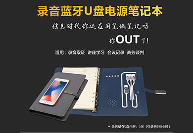 商務(wù)禮品定制禮品-錄音藍(lán)牙U盤電源筆記本